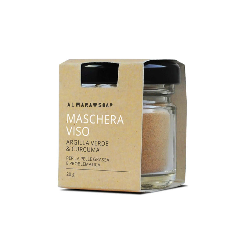 Maschera Viso Argilla Verde & Curcuma (Pelle Grassa/Problematica) | Clean Face - Almara Soap