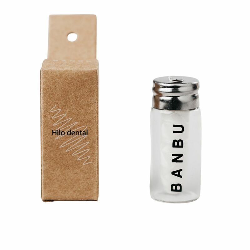 Filo Interdentale Ricaricabile Vegano con Dispenser in Vetro - Banbu