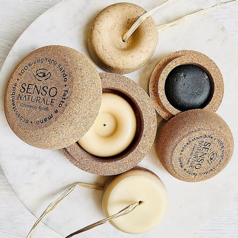 Contenitore in Sughero Porta Cosmetici Solidi Tondo Grande - Senso Naturale
